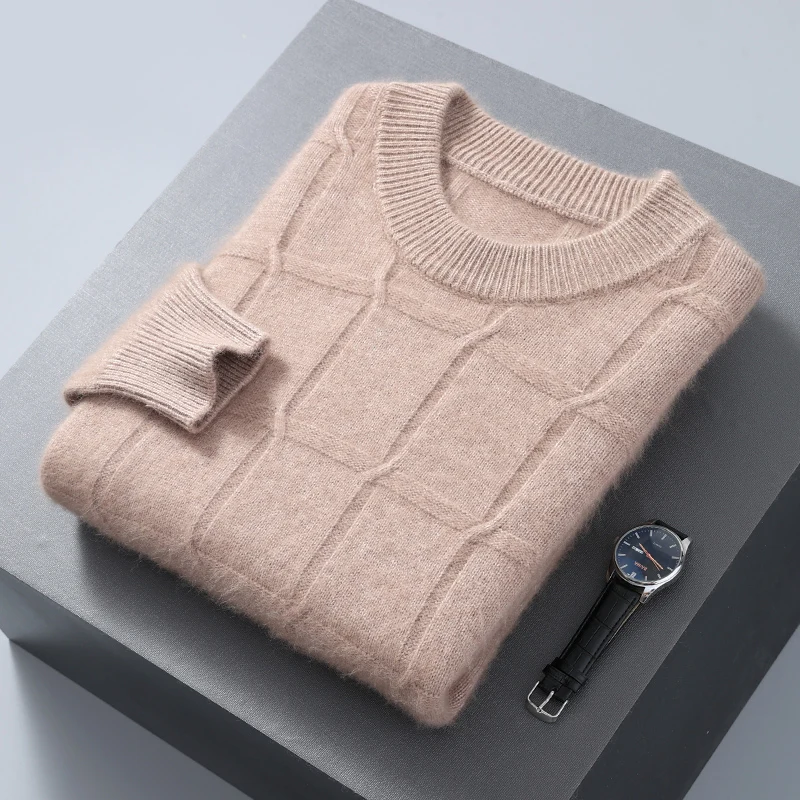 Autumn And Winter Men's Semi-High-Crewneck Mink Cashmere Sweater Padded Knitting With Wool Casual Bottoming Shirt 4