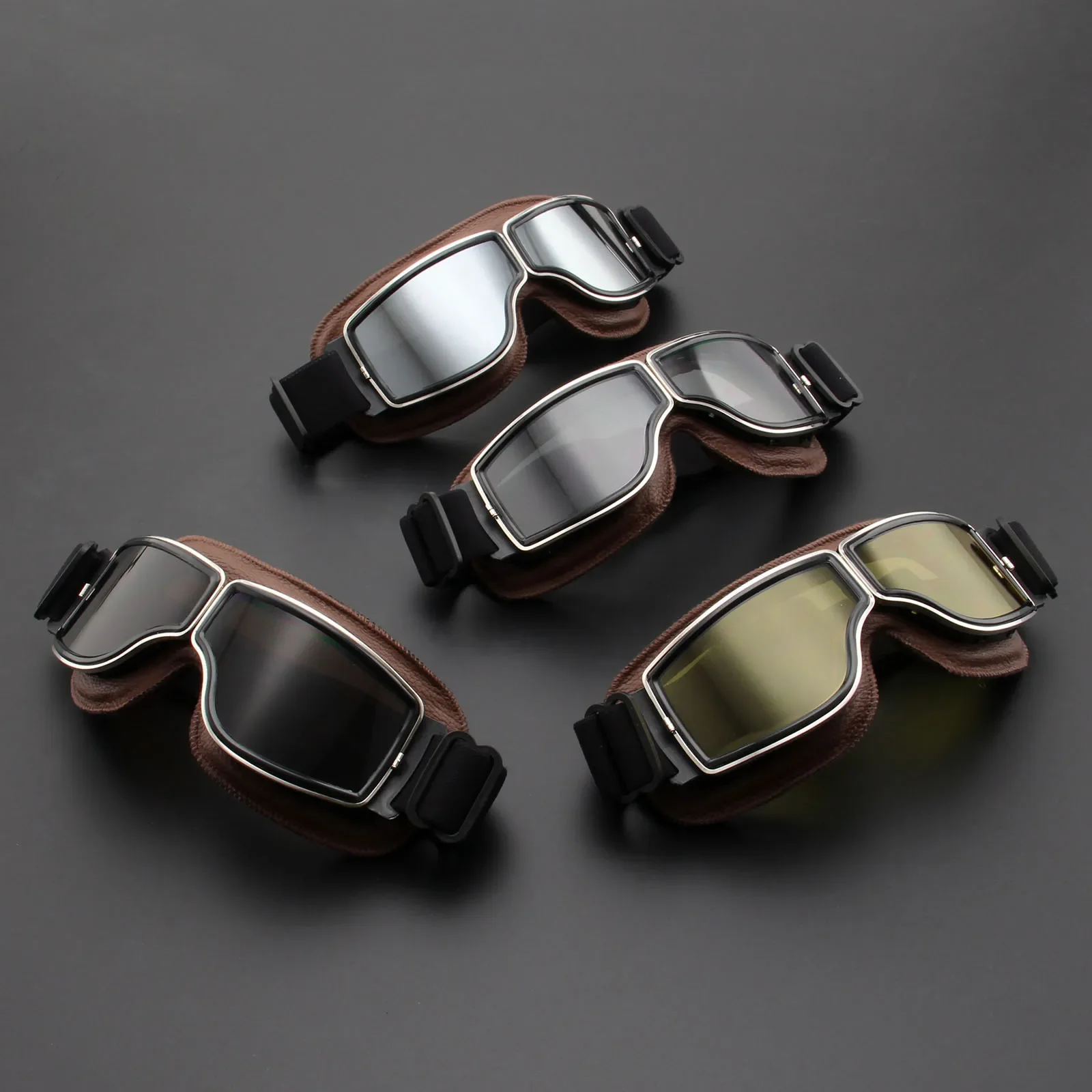 

Универсальные винтажные мотоциклетные очки мотоцикл Скутер байкер очки шлем очки складные Ретро мотоциклетные кожаные очки