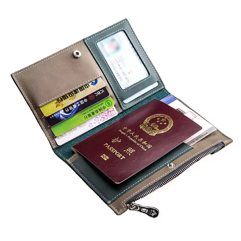 

Passport Holder Men's Wallet Photo Slot Bnak Card Holder Travel Wallet with Money Clip Coin Purse Woman‘s Passport Cover