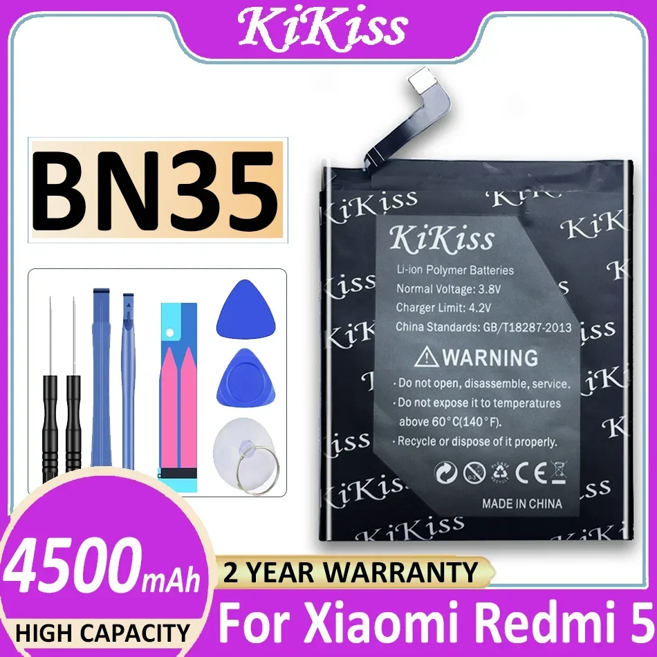 

KiKiss Battery BN35 4500mAh Battery For Xiaomi Redmi 5 Redmi5 Red mi5 High Quality Phone Replacement Batteries