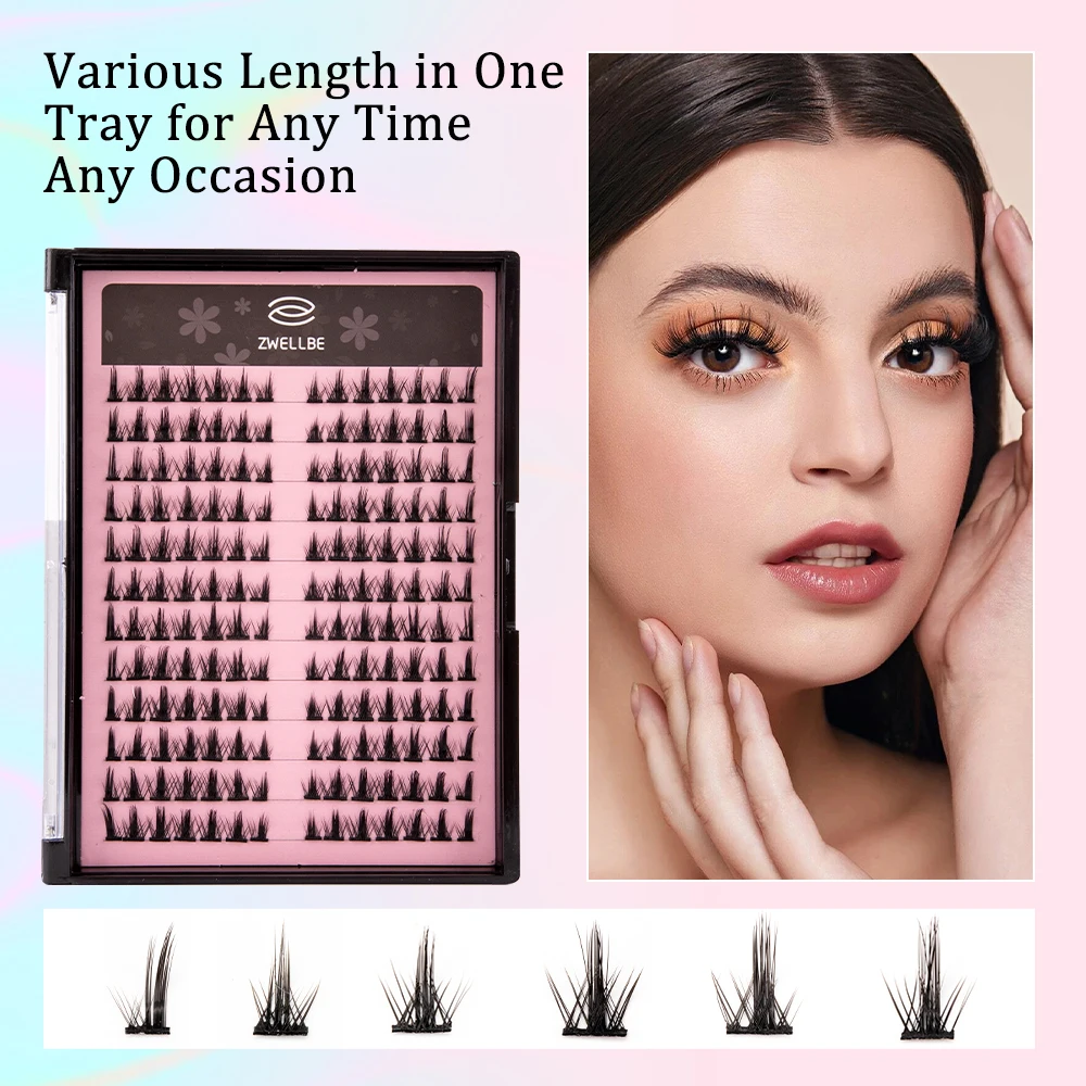 Lash Extension Kit DIY Eyelash Extension Kit Individual 0.07D Cluster with Applicator and Lash Bond&Seal Lash Brush Glue Remover Makeup Tool