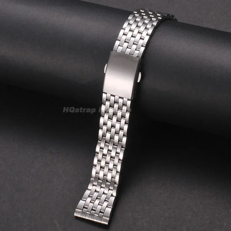Elegant Stainless Steel Seven-Bead Bracelet Watchband with Folding Buckle