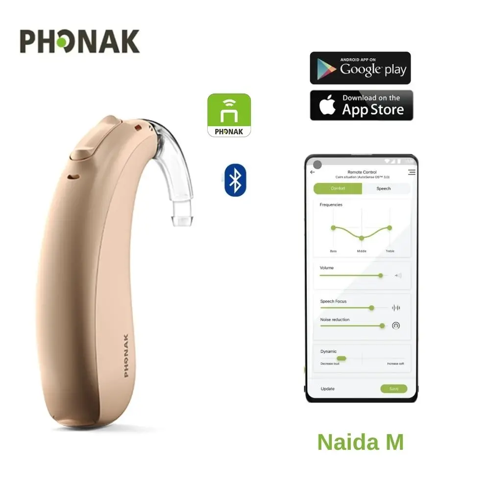

Слуховые аппараты Phonak BTE Naida M30/50 SP с bluetooth, перезаряжаемый беспроводной цифровой 12-канальный программируемый слуховой аппарат для обезвоживания