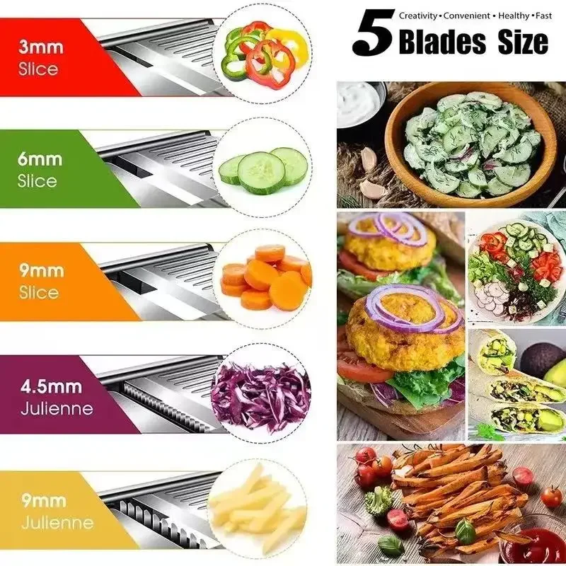 Stainless Steel Vegetable Slicer Adjustable Cutter Vegetable Grater Home Kitchen Tool Accessories