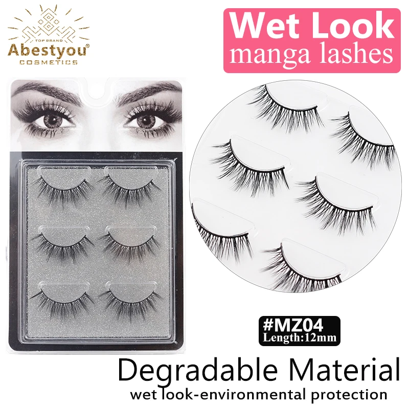 

Abestyou 3 Pairs Wet False Eyelashes Fans Naturally Wear Wholesale Bulk Rare Beauty Makeup Coreano Wmper Extensions Benodigheden
