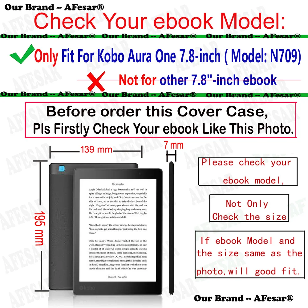 Capa Inteligente para Kobo Aura One 7.8 Polegada Ereader Ebook Couro do Plutônio Bolso Manga com Magnético Sono Automático Funda Kobo N709 Cover Case - Imagem 4