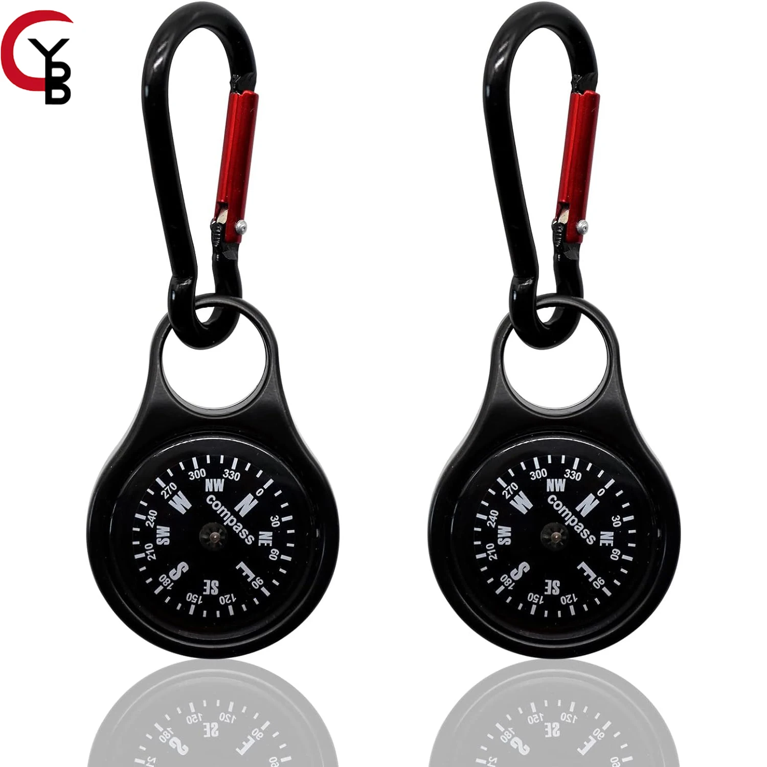 2PCS Carabiner Compass,Mini Keychain/Portable/Keychain/Outdoor Navigation Compass for Kids Adults Camp Backpack Accessory
