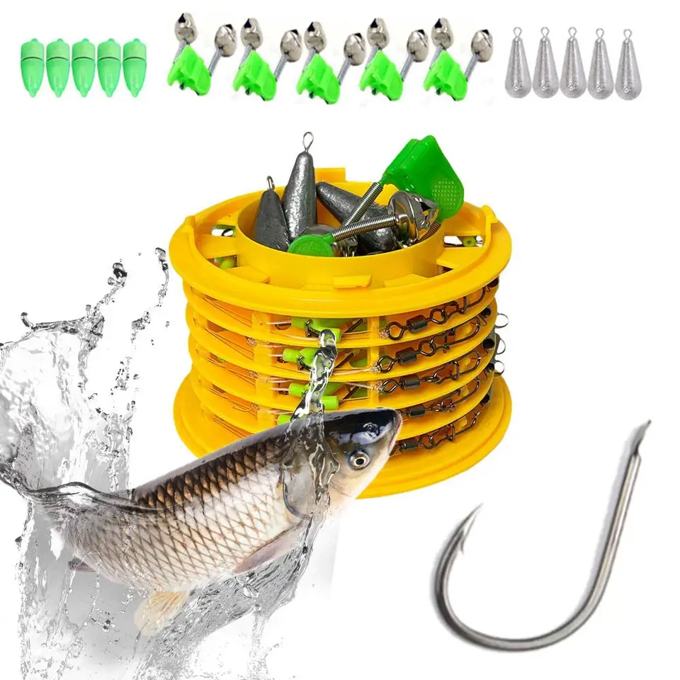 JSHANMEI Lot De 217 Accessoires De Pêche à La Carpe - Boîte De Matériel Anti -Enchevêtrement, Aligneur De Ligne D'Appât, Butées à Vis, Hameçon, Poids En Fer