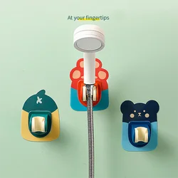 Cartoon Shower Bracket Self Adhesive Shower Base Brackets Shower Head Holder Wall Mount Shower Head Storage Shelf Rack