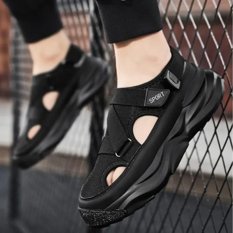 Leather Sandals Fashion Designer Men's Sandals Breathable Casual Shoes for Men Outdoor Non Slip Beach Sandals Male Platform Sandalias