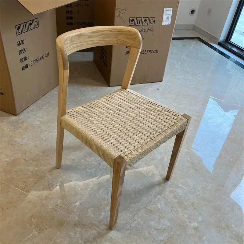 Nordic Restaurant Rope Dining Table Chairs Home Living Room Dining Chair Designer Home Furniture Creative Backrest Desk Chairs