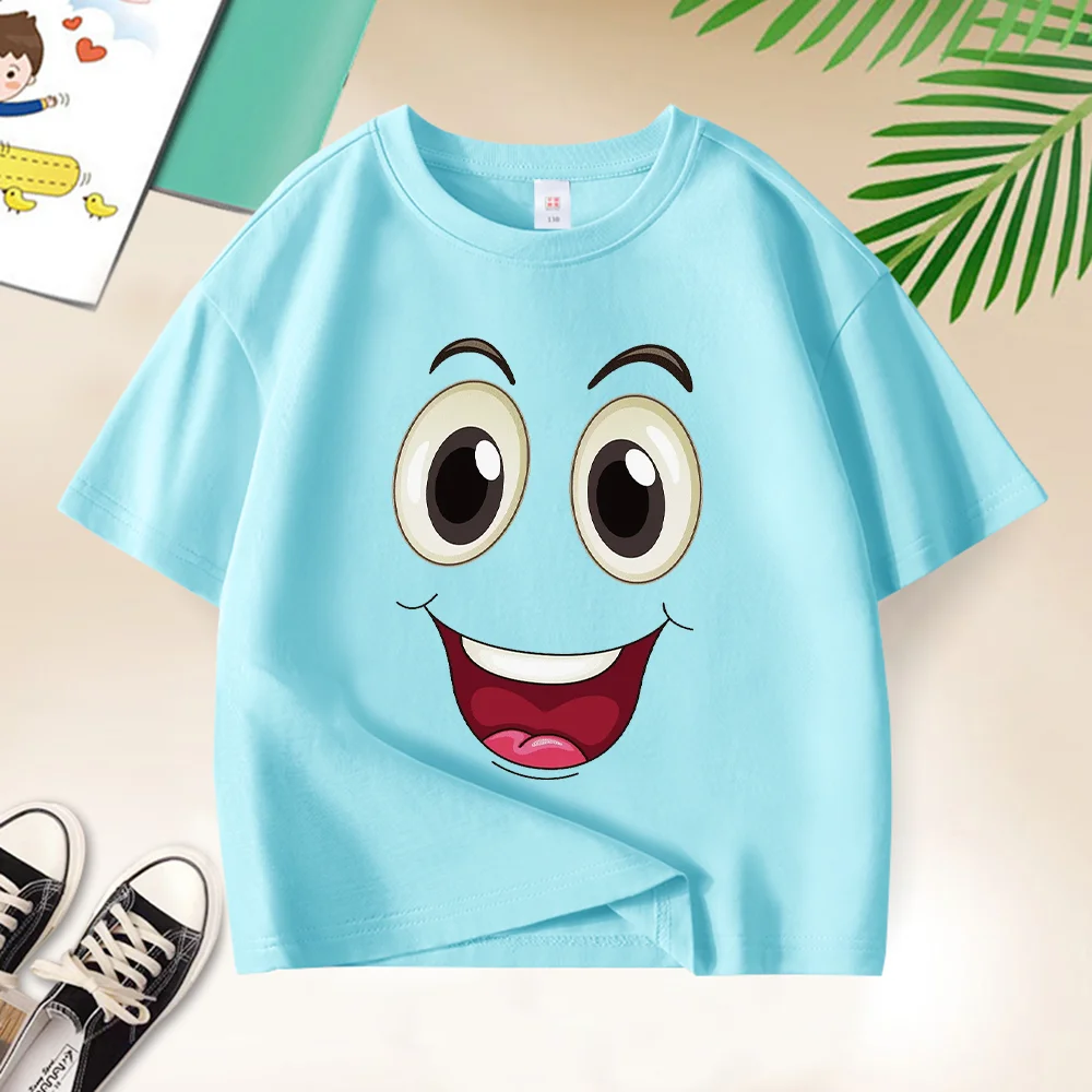 Summer Boys Girls Printed Emojis Casual Clothing Baby Baby 100% cotton round neck comfortable Sports T-shirt Street Harajuku top 6
