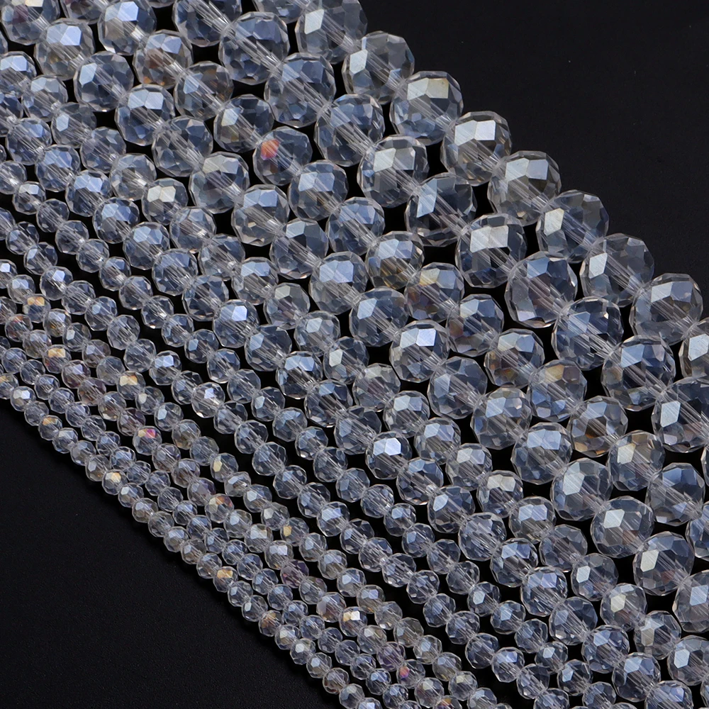 Round Faceted Colorful Glass Beads for Jewelry Making and DIY Projects
