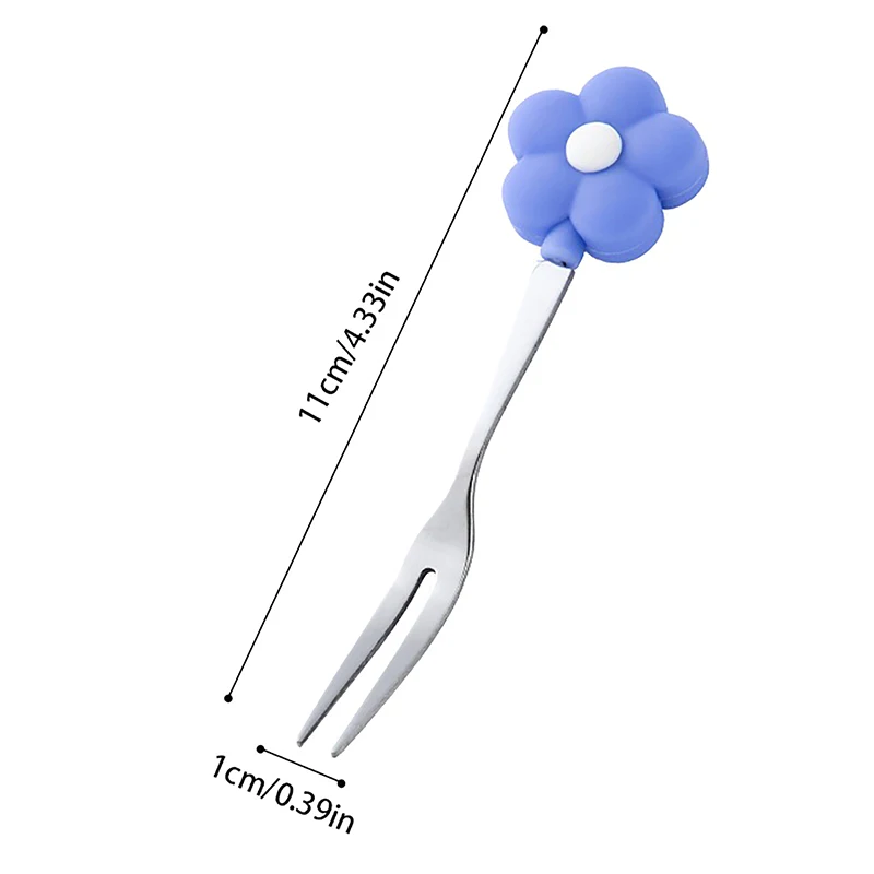 Flower Shape Stainless Steel Fruit Fork Cake Dessert Lovely Mini Salad Forks Cartoon Cute Children's Food Flatware Kitchen Tool