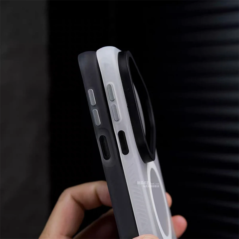 MagSafe Magnetic Matte Transparent Shockproof Phone Case with Hard Shell Bumper