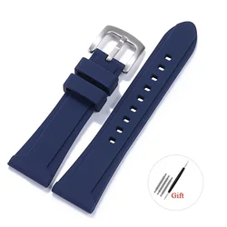 Premium Silicone Sports Watch Strap - Vibrant Multicolor Collection for 26mm (Blue-silver)