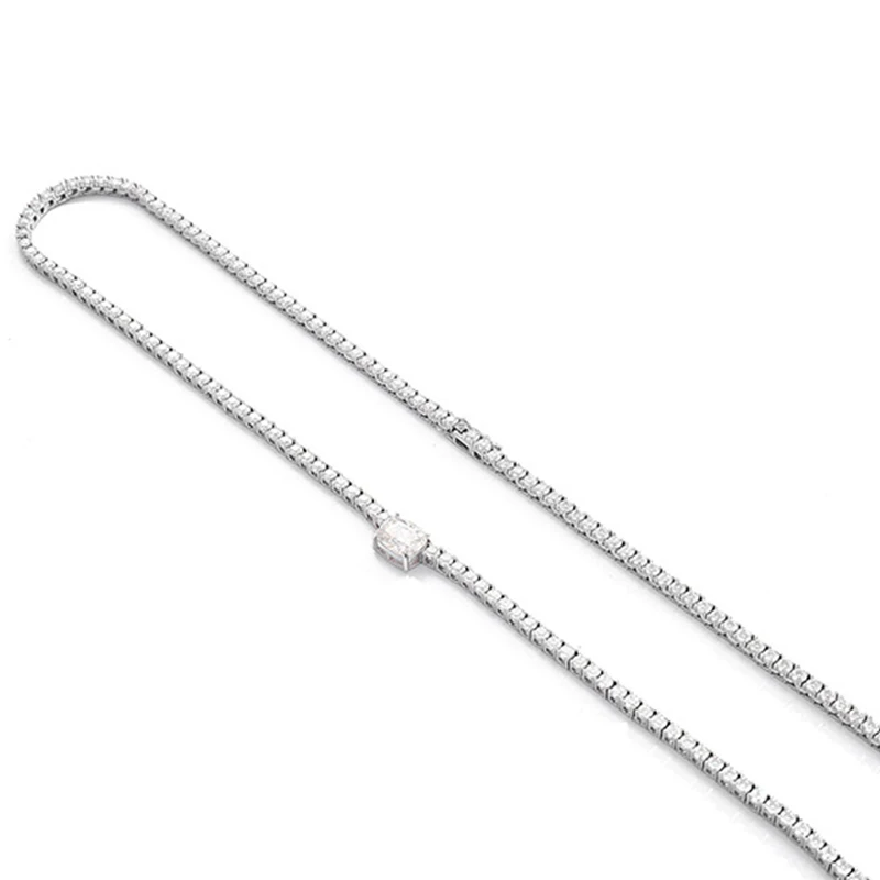 NeeTim 3mm Full Moissanite Tennis Necklace 4ct Radiant Pendant 925 Sterling Silver Wedding Fine Jewelry Gift with GRA for Women NeeTim 3mm Full Moissanite Tennis Necklace 4ct Radiant Pendant 925 Sterling Silver Wedding Fine Jewelry Gift with GRA for Women
