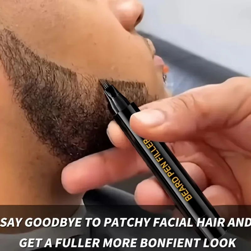 Waterproof Beard Pen Filler Men Moustache Coloring Pen Beard Coloring Filling Enhancer Black Fiber Hair Stuffing Tool