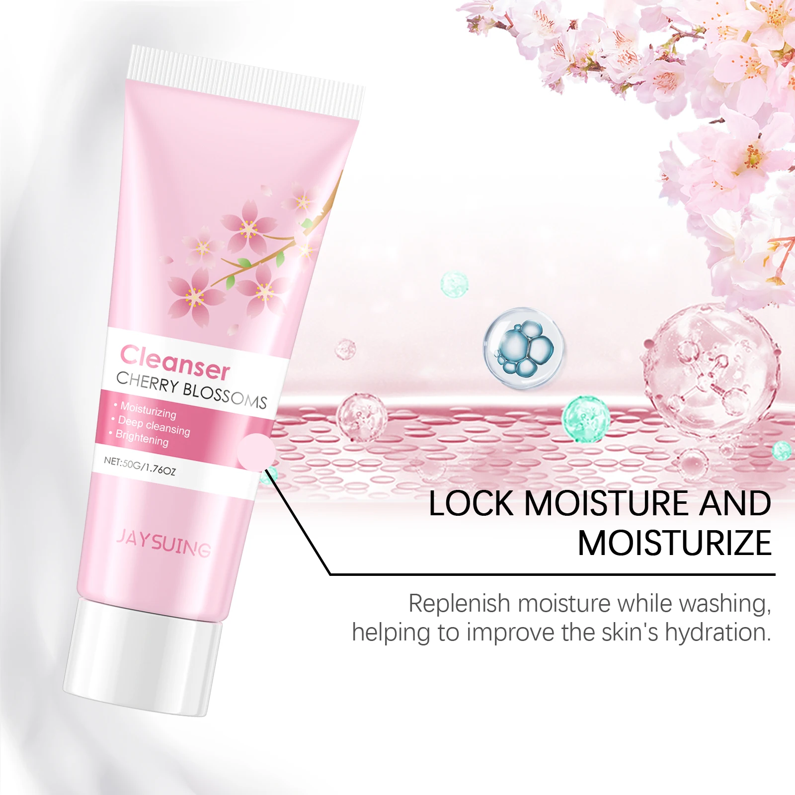Cherry Blossom Facial Cleanser Deep Cleansing Oil Control Moisturizing Non Tightness Hydrating Facial Cleanser Suitable All Skin 5