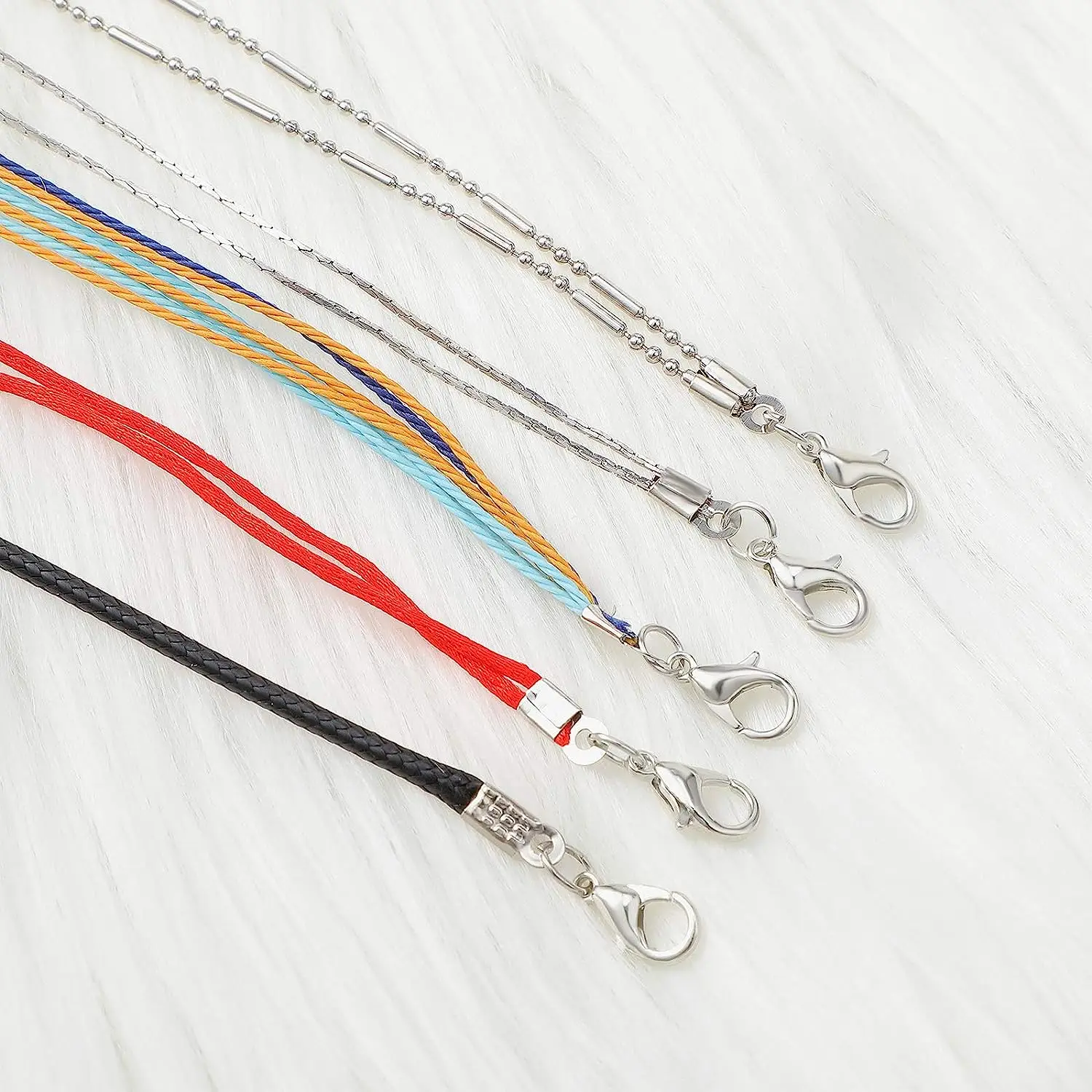 50 Stück Edelstahl-Klappschnurenden, Crimp-Lederbandverschluss, Spitzenkappen, Verbinder für DIY-Armbänder, Halsketten, Schmuckherstellung – Detail 4
