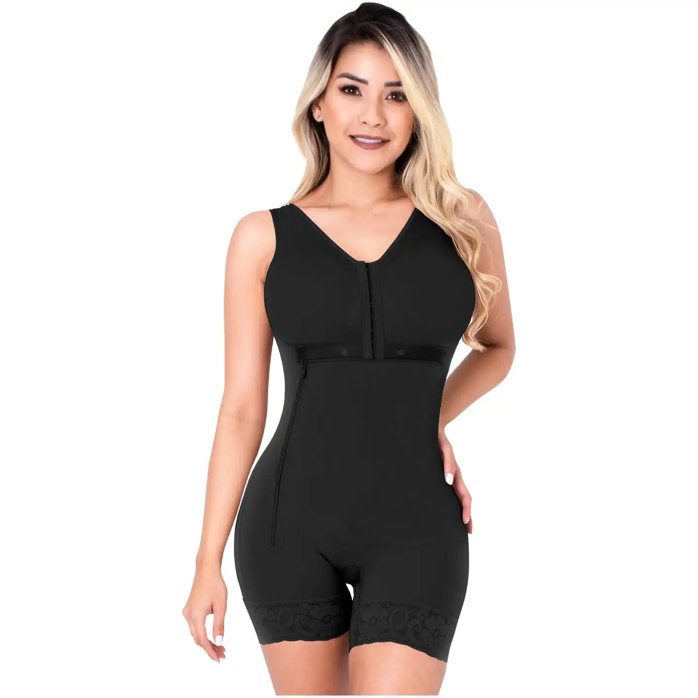 High Compression Full Body Fajas Colombianas Tummy Control Shapewear Fabric for Sensitive Skin Slimming Adjustable Bra Bodysuit