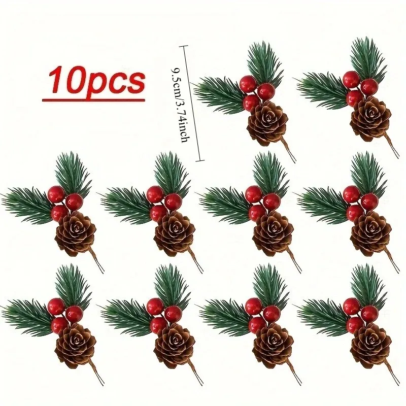 Realistic Pine Cones & Red Berries Set - For Christmas Tree Toppers, Holiday Wreaths &DIY Craft Projects, Vibrant Festive Decor