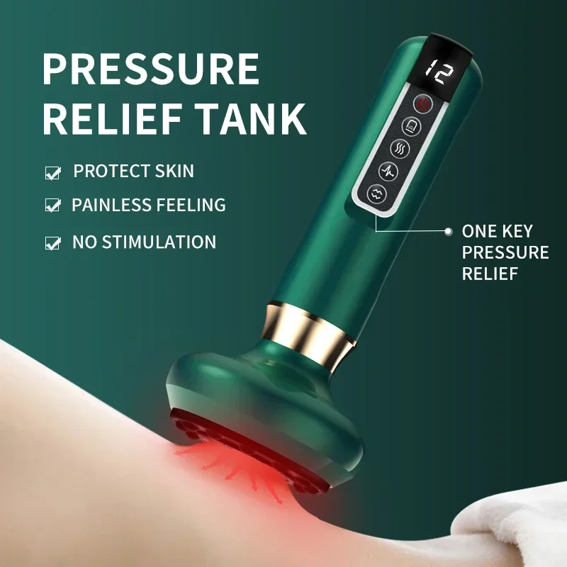 Intelligent Cupping Massager Negative Pressure Infrared Heating Wireless Scraping Apparatus Dredge Meridian Relax 6/12 Levels