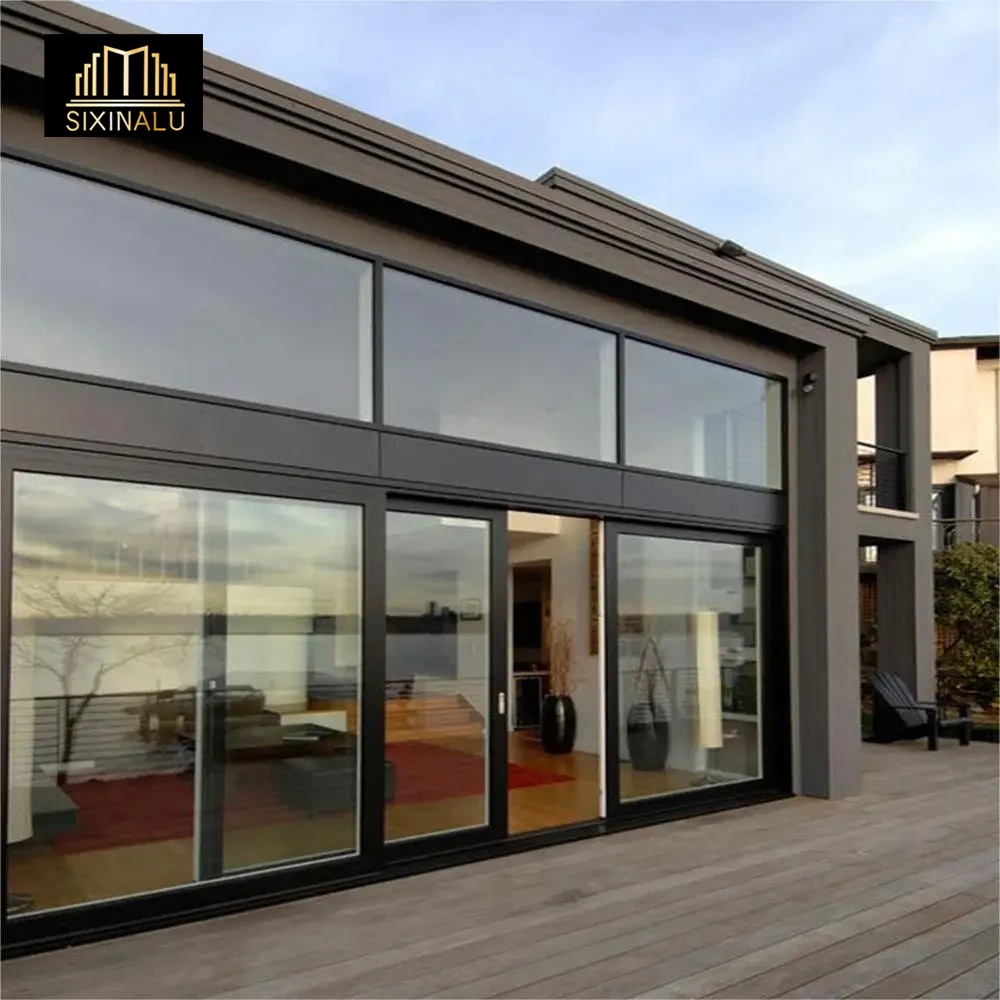 Sixinalu Pivot Casement Entrance Folding Sliding Door Glass Interior Entry 2/3 Panel Doors with Aluminum Frame Home Decor