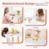 Kids Table and Chair Set, Toddler Study Desk w/Paper Roll, Drawer, 2 Marker Pens, Wooden Activity Table Set for Playroom 5
