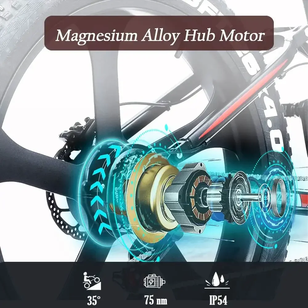 RANDRIDE YX90M Electric Bike, 26'' Fat Tire, 1000W Motor, 48V13.6Ah Battery, 45km/h Max Speed, 100km Range, Hydraulic Brake, LCD S84c63c0c53f442a5816900a69d0d08ddt