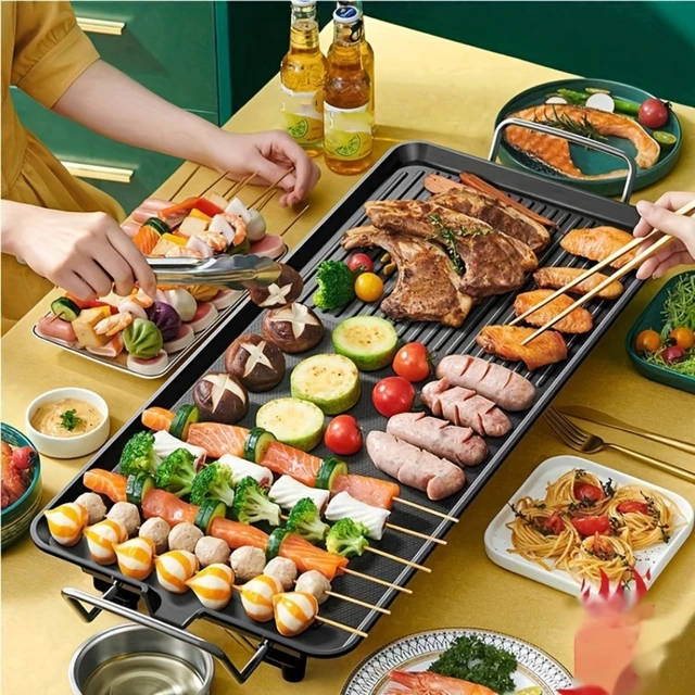 Electric Grill Home Outdoor Electric Grill Pan, Adjustable 5 Temperature  Controls, Portable BBQ Party Grill