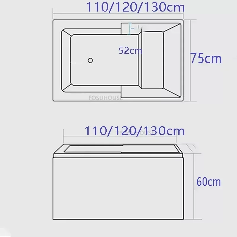 Bathroom Fixture Seat Bath Adults Comfortable Household Whirlpool Modern Acrylic Portable Massage Bathtub Portable Spa Bathtub