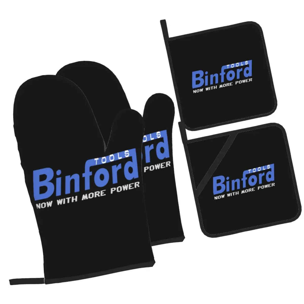 Binford Tools Oven Mitts and Pot Holder Sets of 4 for Baking Kitchen Cooking BBQ Resistant Non-Slip Gloves