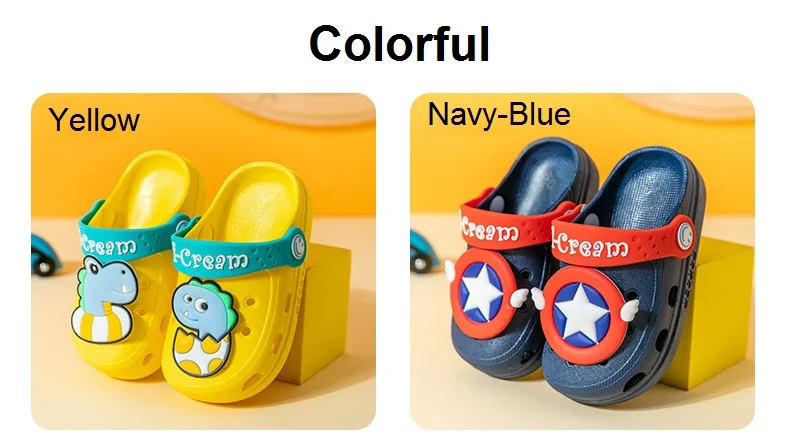 Description Picture 6 of itemBaby Toddler Hole Shoes Kids Beach Slippers Cute Cartoon Print Children Footwear Girls Boys Non-slip Soft Bottom Indoor Sandals