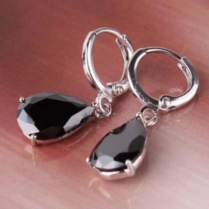 Fashion Water Drop Stone Earrings For Women Engagement Wedding Party Jewelry Color Cut Zircon Drop Earrings drop earrings dome teardrop earrings