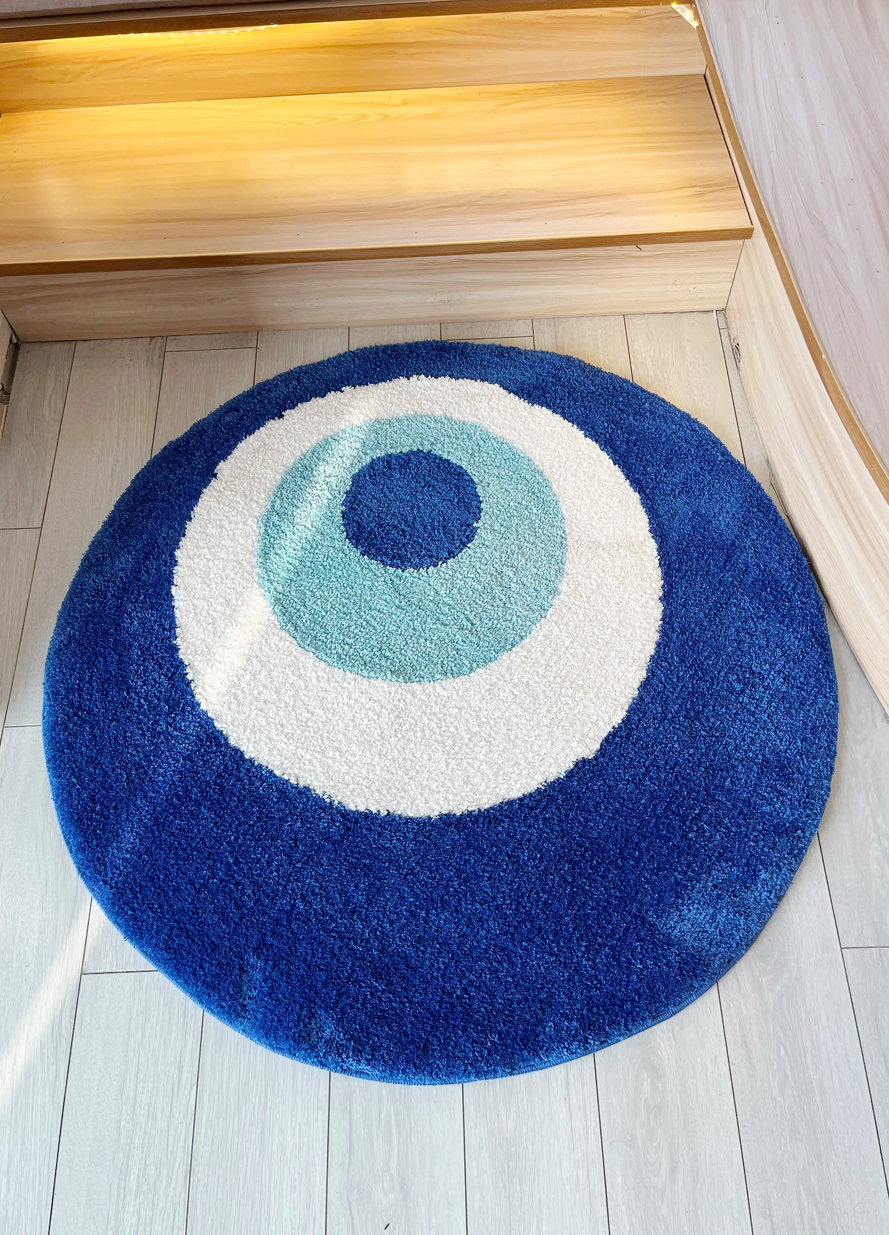 Blue Evil Eyes Circular Tufted Rug