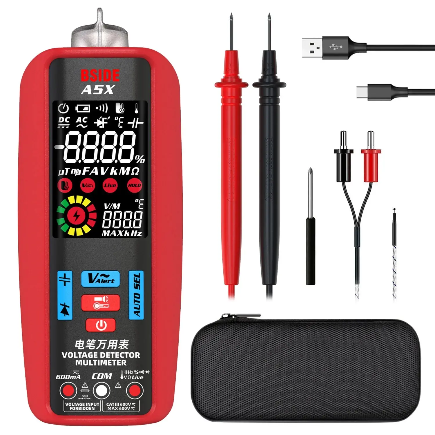 Multimetro Digitale Professionale Bside Smart Automatic Multitester Amperometro Vfc Corrente Hz Condensatore Ohm Strumenti Per Tester Per Elettricisti
