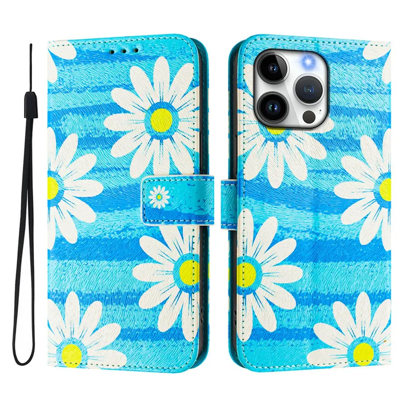 Elegant Leather Flip Wallet Case with Floral Design - Magnetic Closure