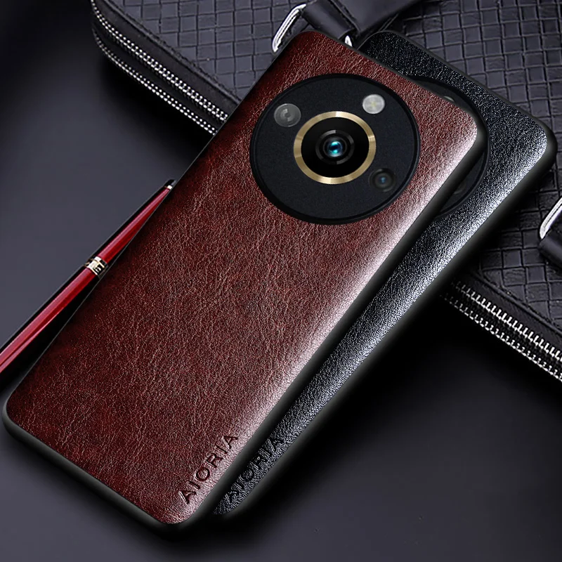 Luxury PU Leather Phone Case with Soft TPU & Hard PC - Business Solid Color Design