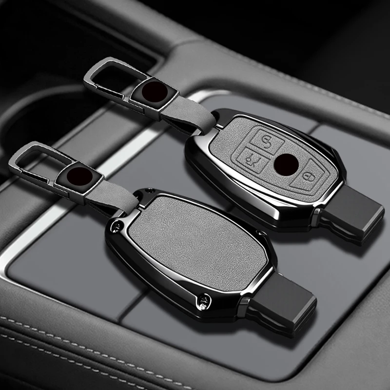 메르세데스-벤츠 A B C E R 클래스 GLS GLA GLK GLC CLS CLA W204 W205 W212 W463 W176 액세서리용 아연 합금 가죽 자동차 키 케이스