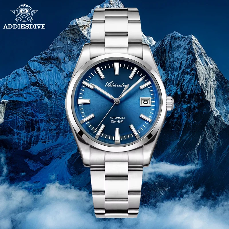 ADDIESDIVE　AD2077　自動巻 ３針 ＋ カレンダー　ライトブルー ADDIESDIVE AD2077 自動巻 3針 ＋ カレンダー ライトブルー