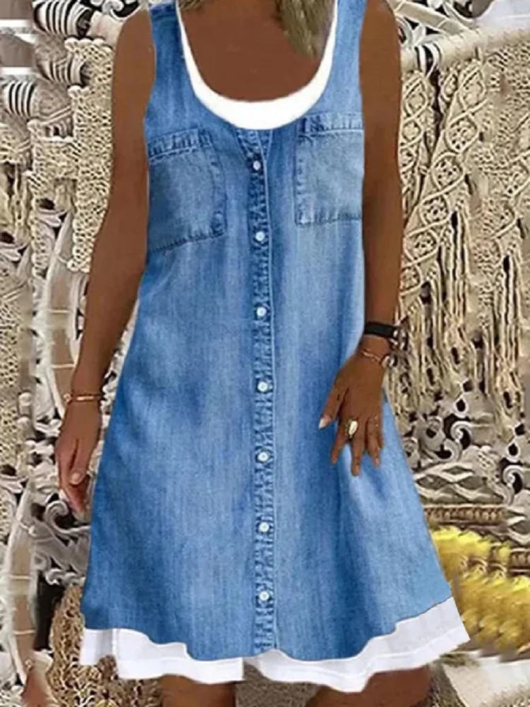 

2022 Summer Fashion Women's Loose Fashion Digital Printing Casual Dress Women Female Sleeveless Clothing