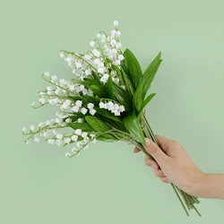 Set of 6 White Bellflower Artificial Flowers for Home and Wedding Decor (6pcs bunch)