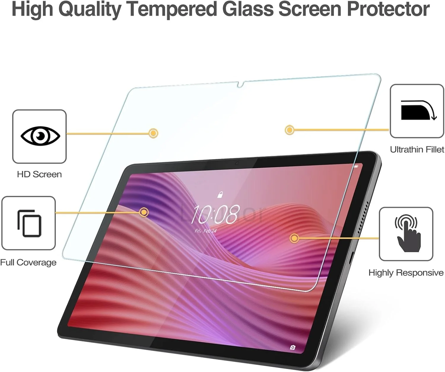 Premium 9H Tempered Glass Anti-Fingerprint Screen Protector for 10.1 Inch Tablets - 2 Pack