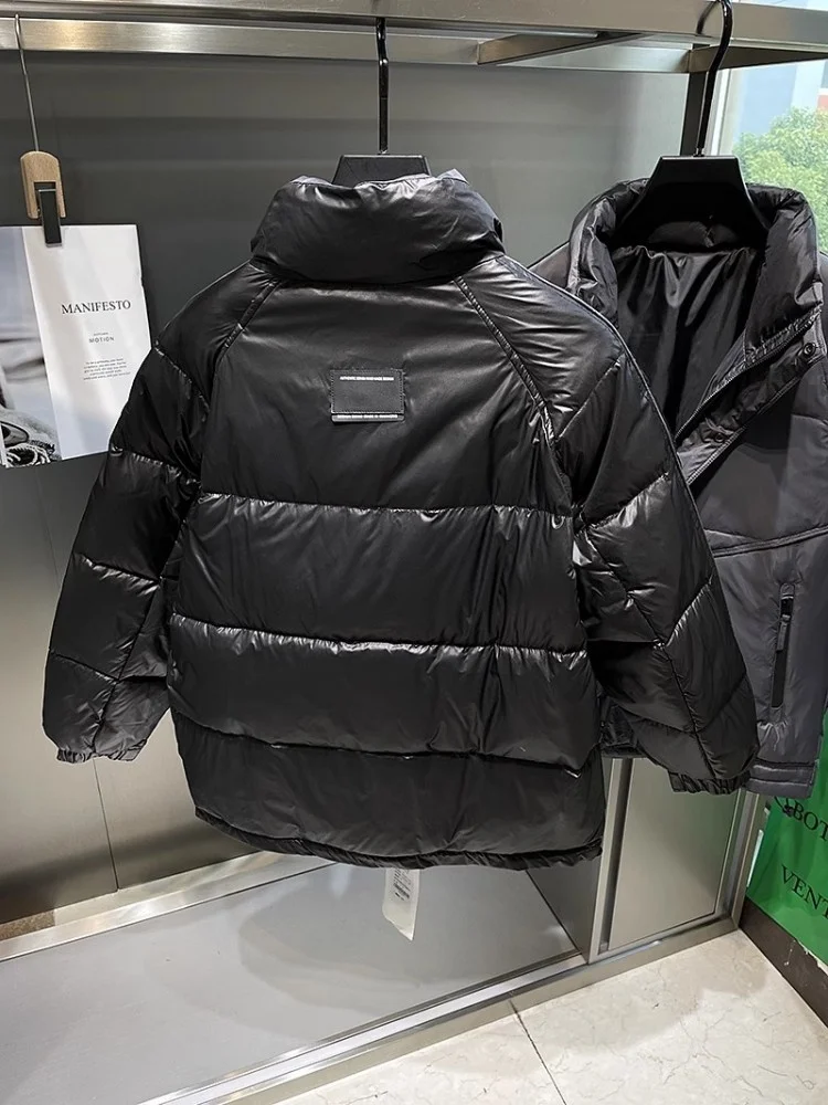 

Пуховик мужской зимний с воротником-стойкой, Повседневная Верхняя одежда на молнии, ветровка с длинным рукавом, теплая куртка