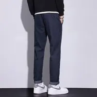 Elastic High Street Casual Men Jeans Autumn Winter Combination Straight Korean Chic All-match Solid Elastic Band Campus Pants 2