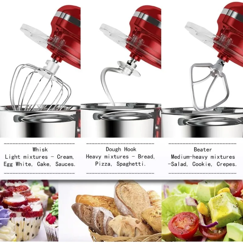 Electric Stand Mixer,10+p Speeds With 6.5QT Stainless Steel Bowl,Dough  Hook, Wire Whip & Beater,for Most Home Cooks,Blue - AliExpress