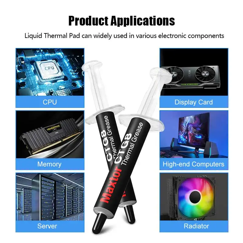 Maxtor-processador Térmico para pc Cpu Gpu Ventilador de Refrigeração Dissipador de Calor Gesso 12 8w mk Maxtor - Imagem 5