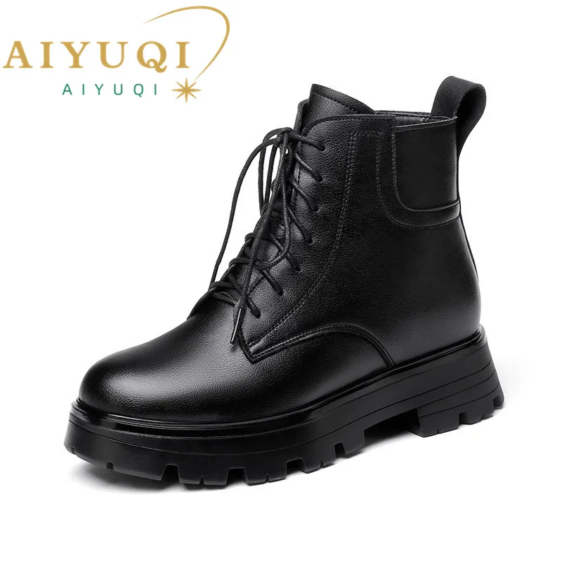 Women Winter Boots Genuine Leather 2024 New Large Size Natural Wool Women Ankle Boots Fashion Keep Warm Marton Boots Ladies