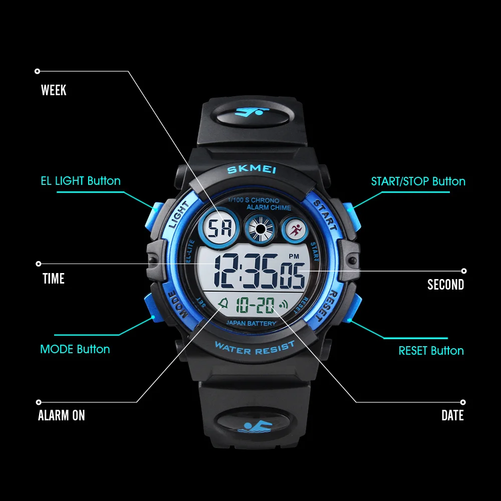 SKMEI 1451 Dropship Fashion Waterproof Children Boy Girl Watch Digital LED Watches  Alarm Date Sports Electronic Digital Watch 5